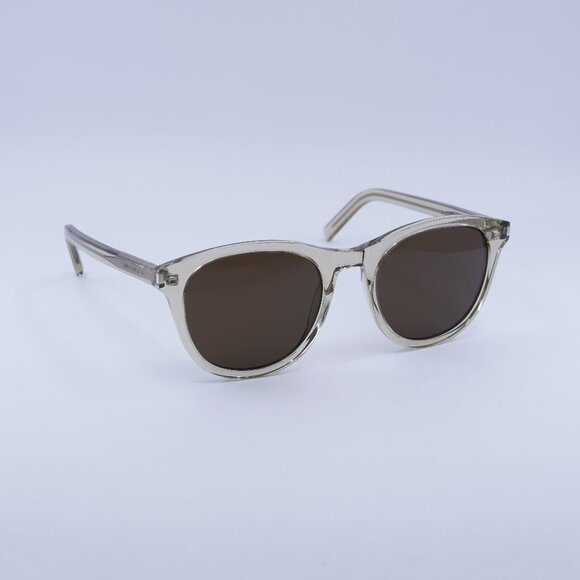 🕶️ New Saint Laurent SL401 008 Sunglasses - Transparent Frame, Brown Lenses - Picture 1 of 11